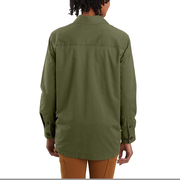 Women Carhartt Loose Fit Midweight Twill Long-Sleeve Jersey-Lined Shirt … - Picture 4 of 10